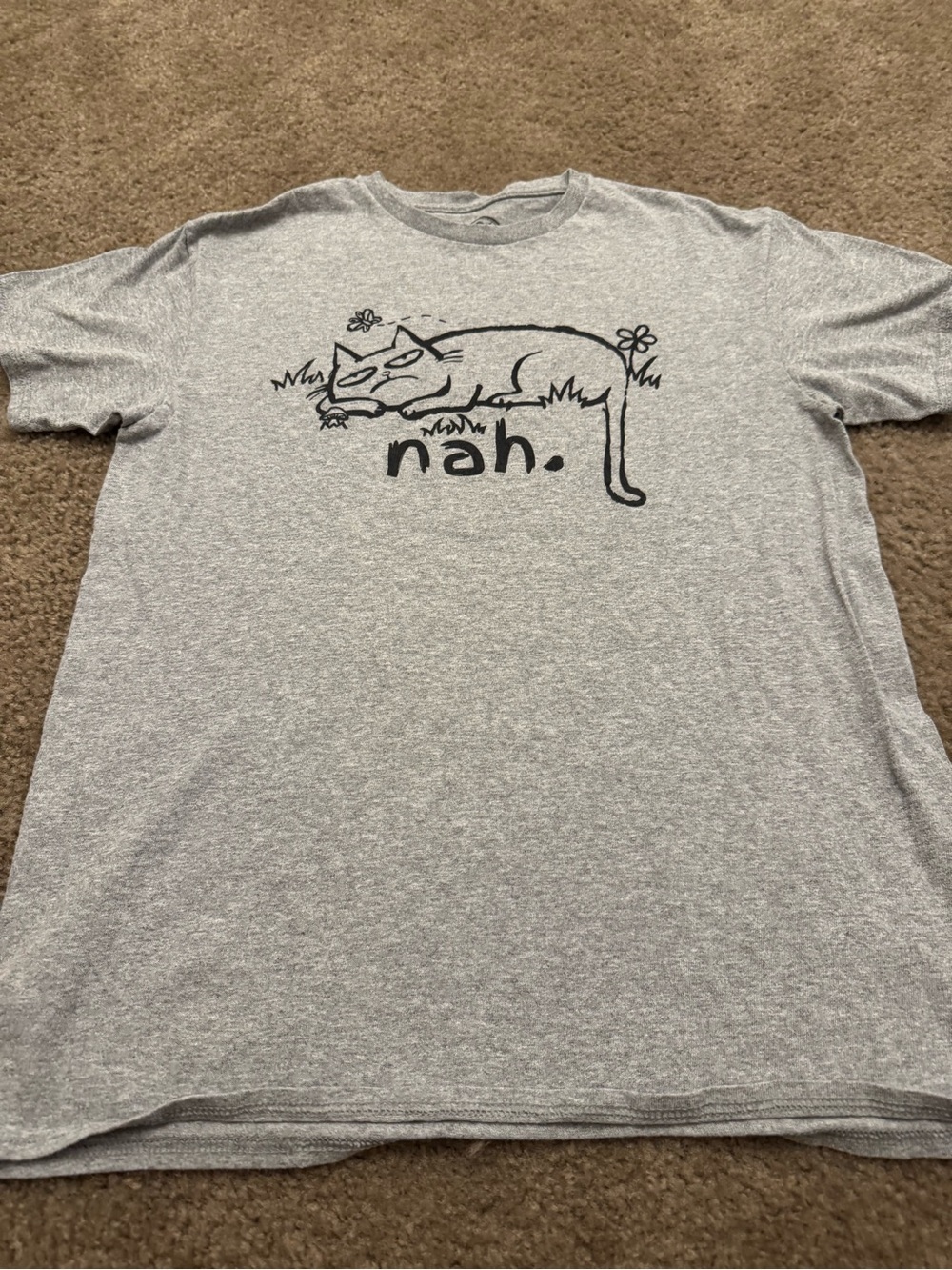 Relaxed Gray 'nah.' Cat Graphic Tee